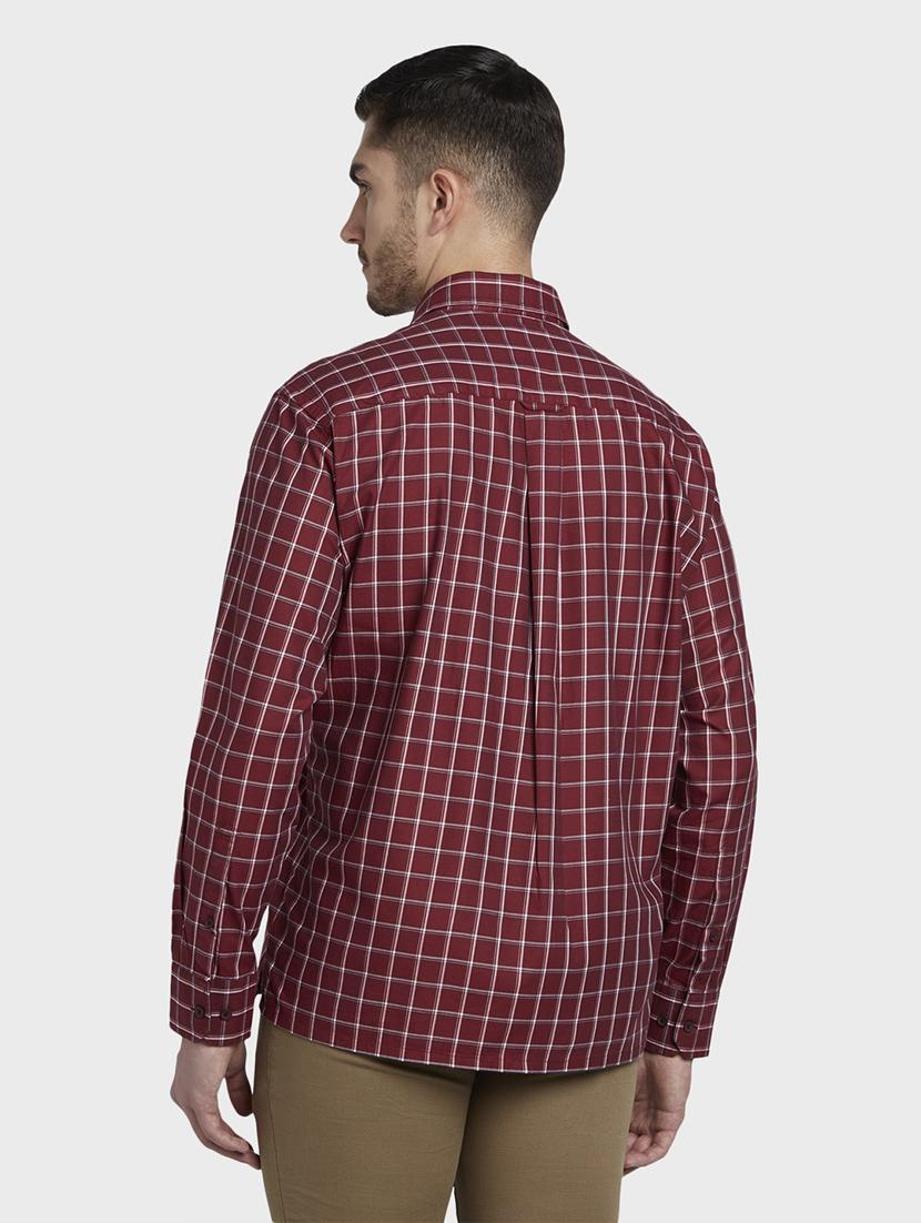 maroon checkered casual shirt - 17801017 - Standard Image - 2