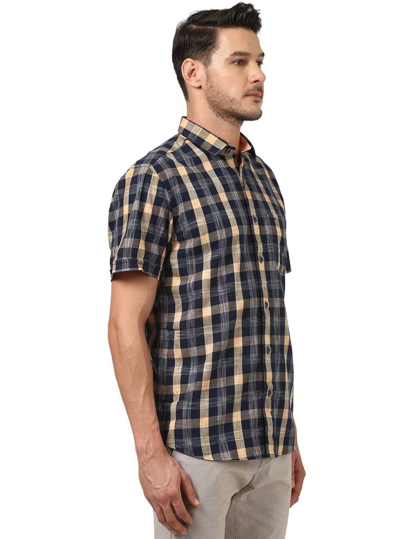 navy blue checkered casual shirt - 17801712 - Standard Image - 2
