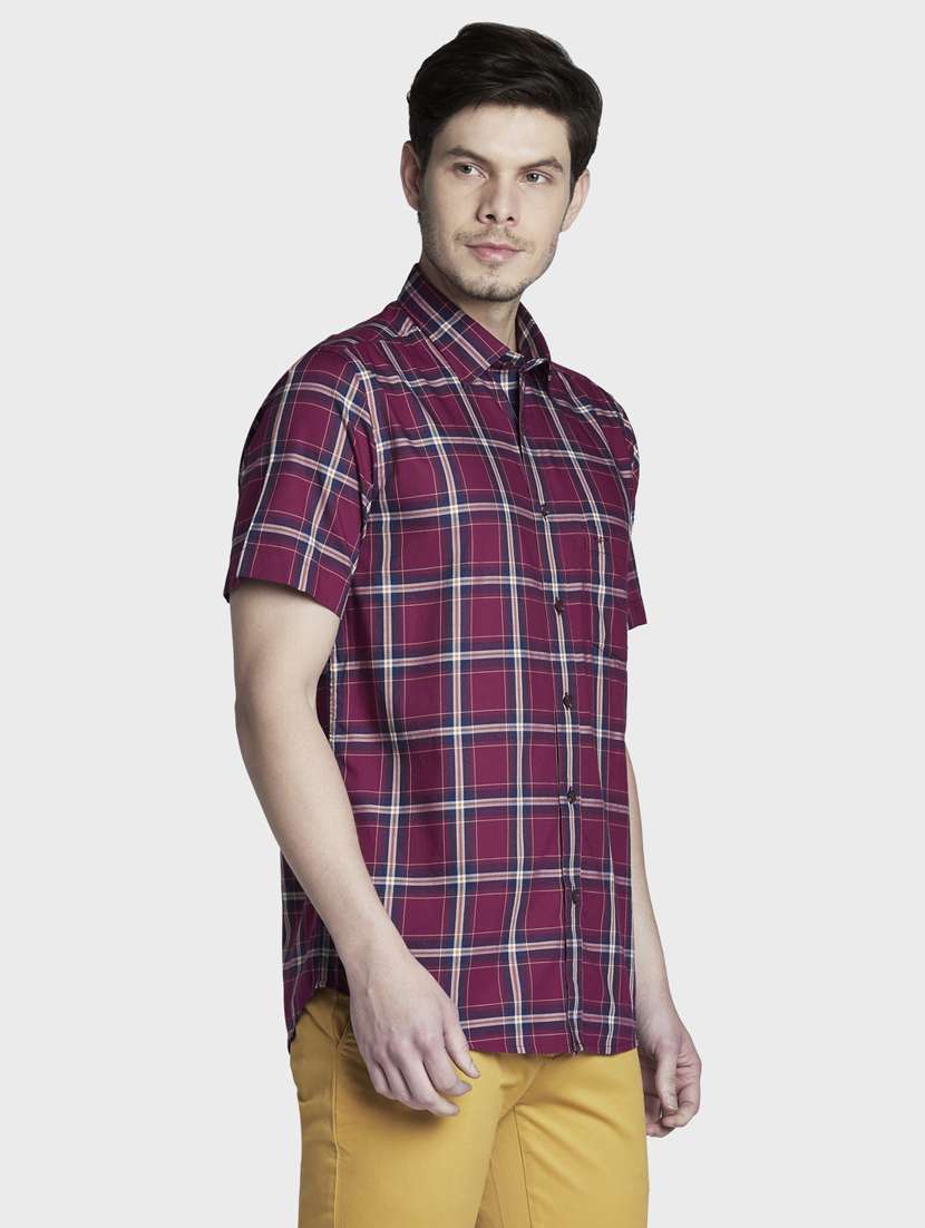 maroon checkered casual shirt - 17801727 -  Standard Image - 2