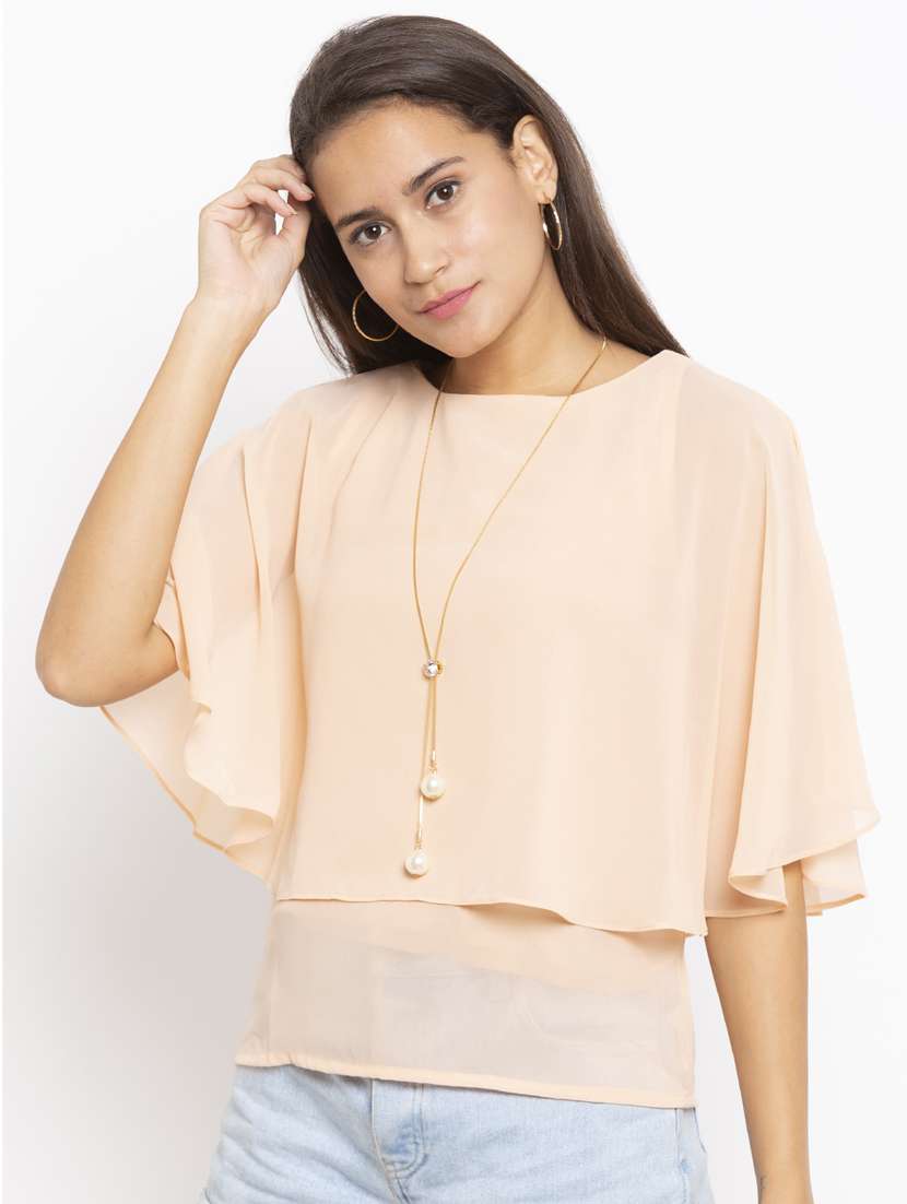 cape sleeved solid top 