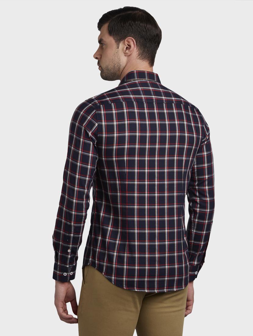 navy blue checkered casual shirt - 17801912 - Standard Image - 2
