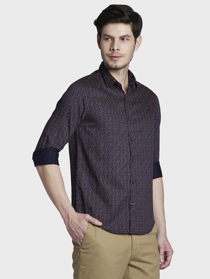 navy blue printed casual shirt - 17801973 - Standard Image - 2
