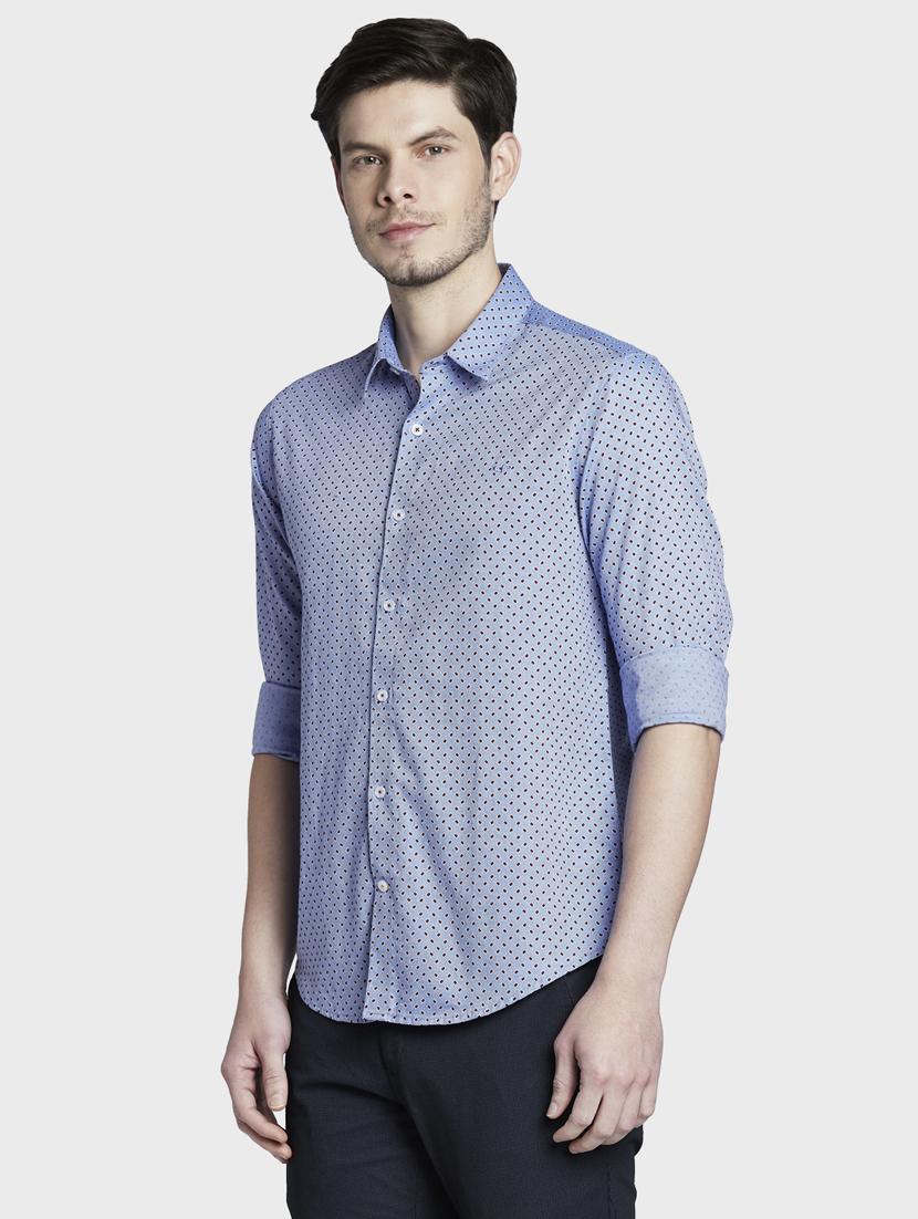 blue printed casual shirt - 17801977 - Standard Image - 2