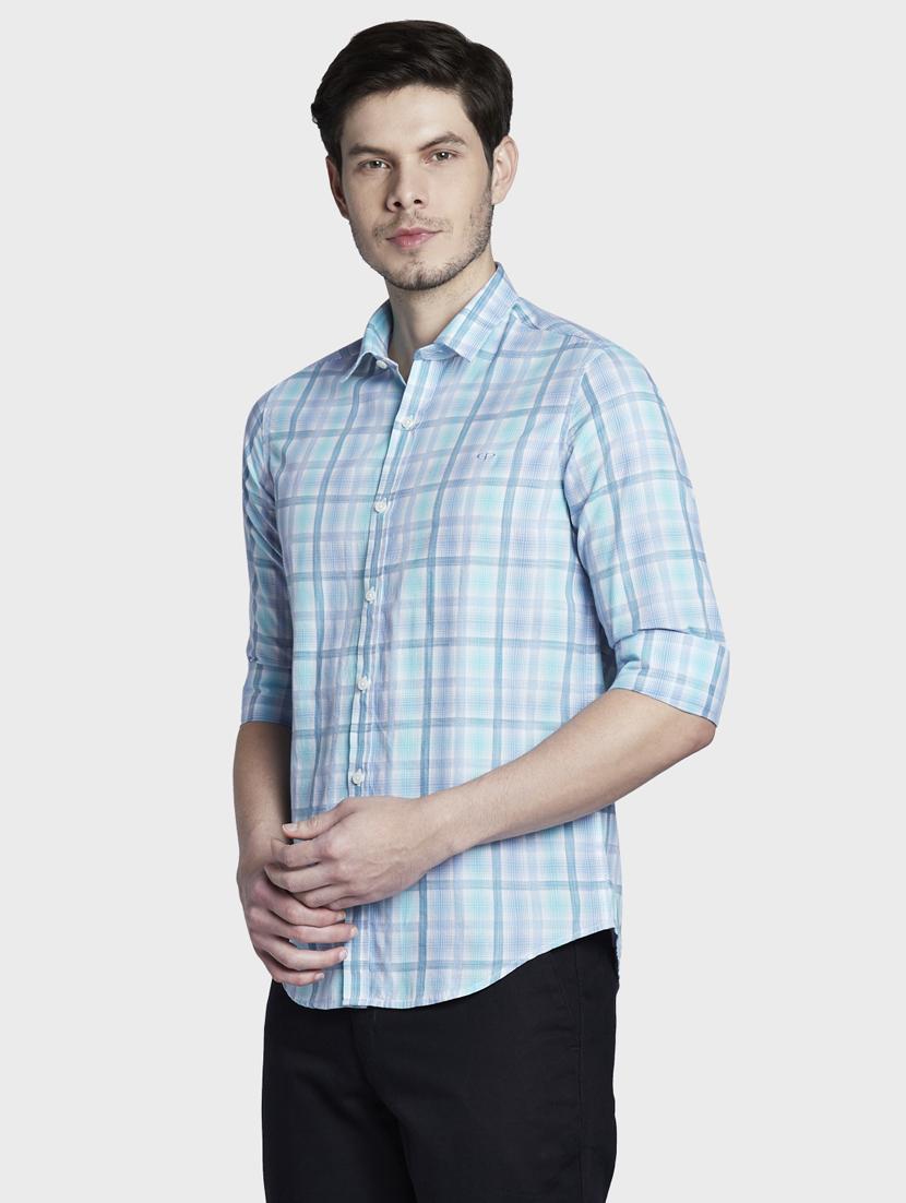 light blue checkered casual shirt - 17801991 - Standard Image - 2