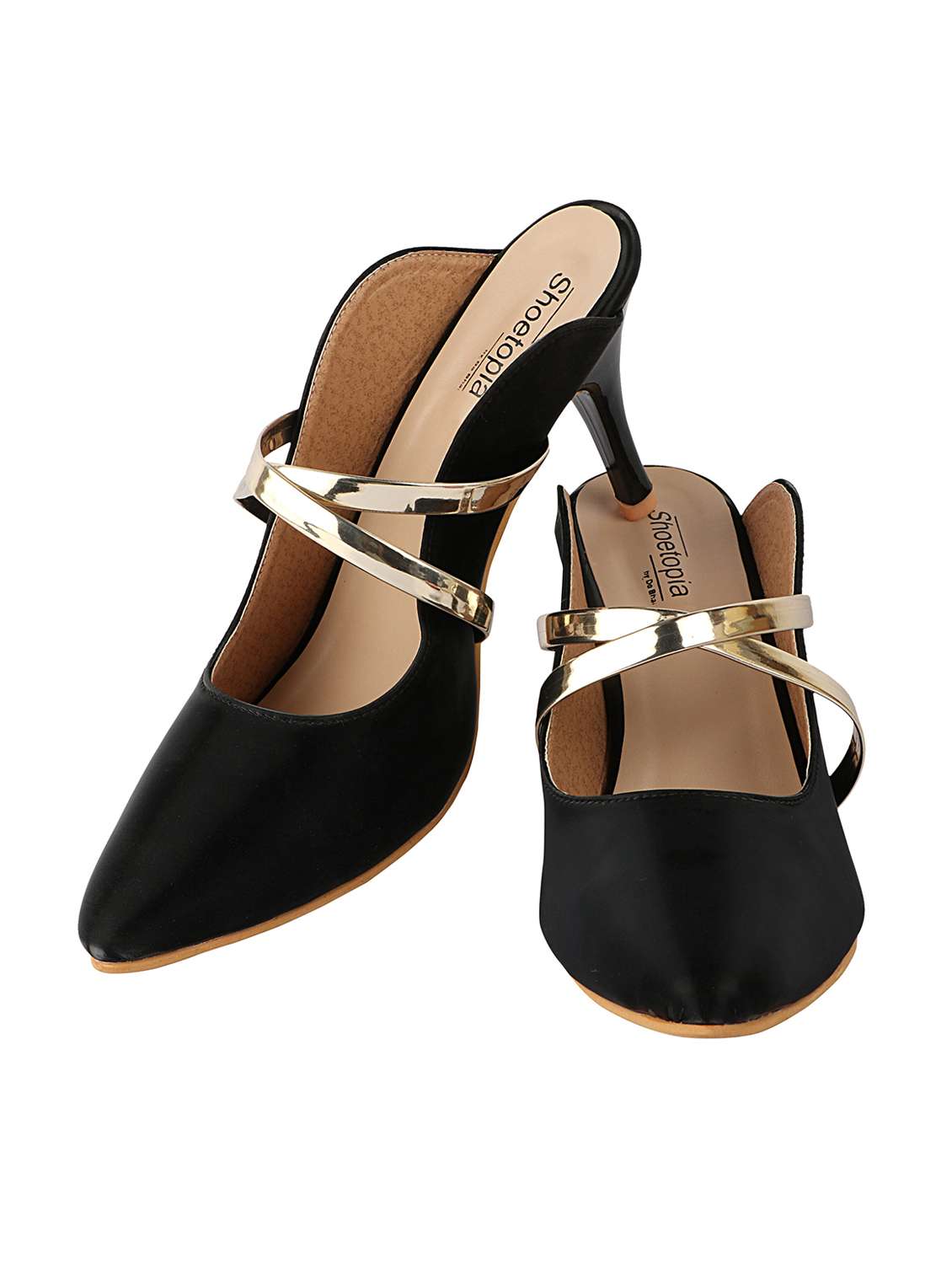 black synthetic slip on pumps - 17805793 - Standard Image - 2