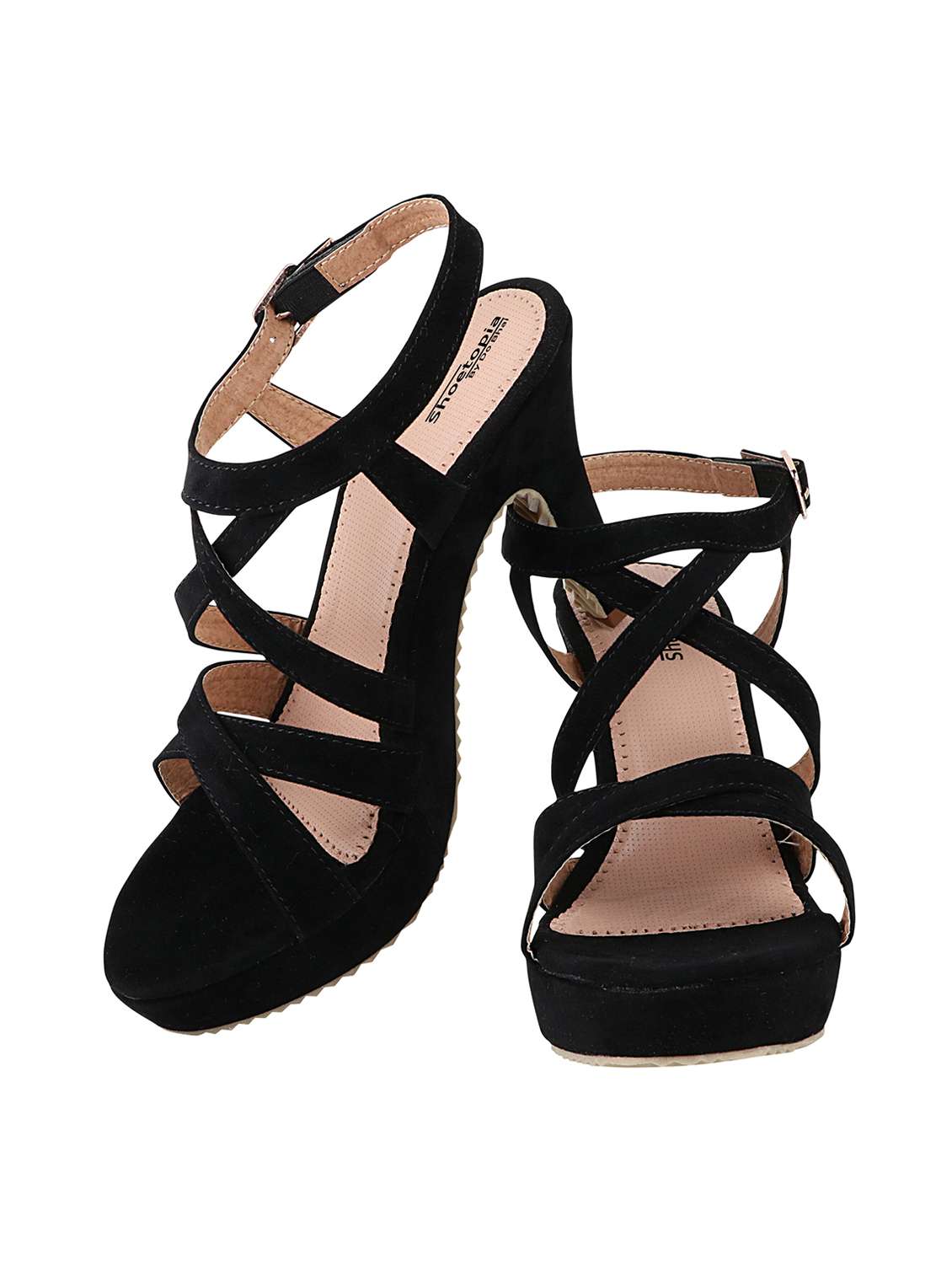 black suede ankle strap sandals - 17805833 - Standard Image - 2