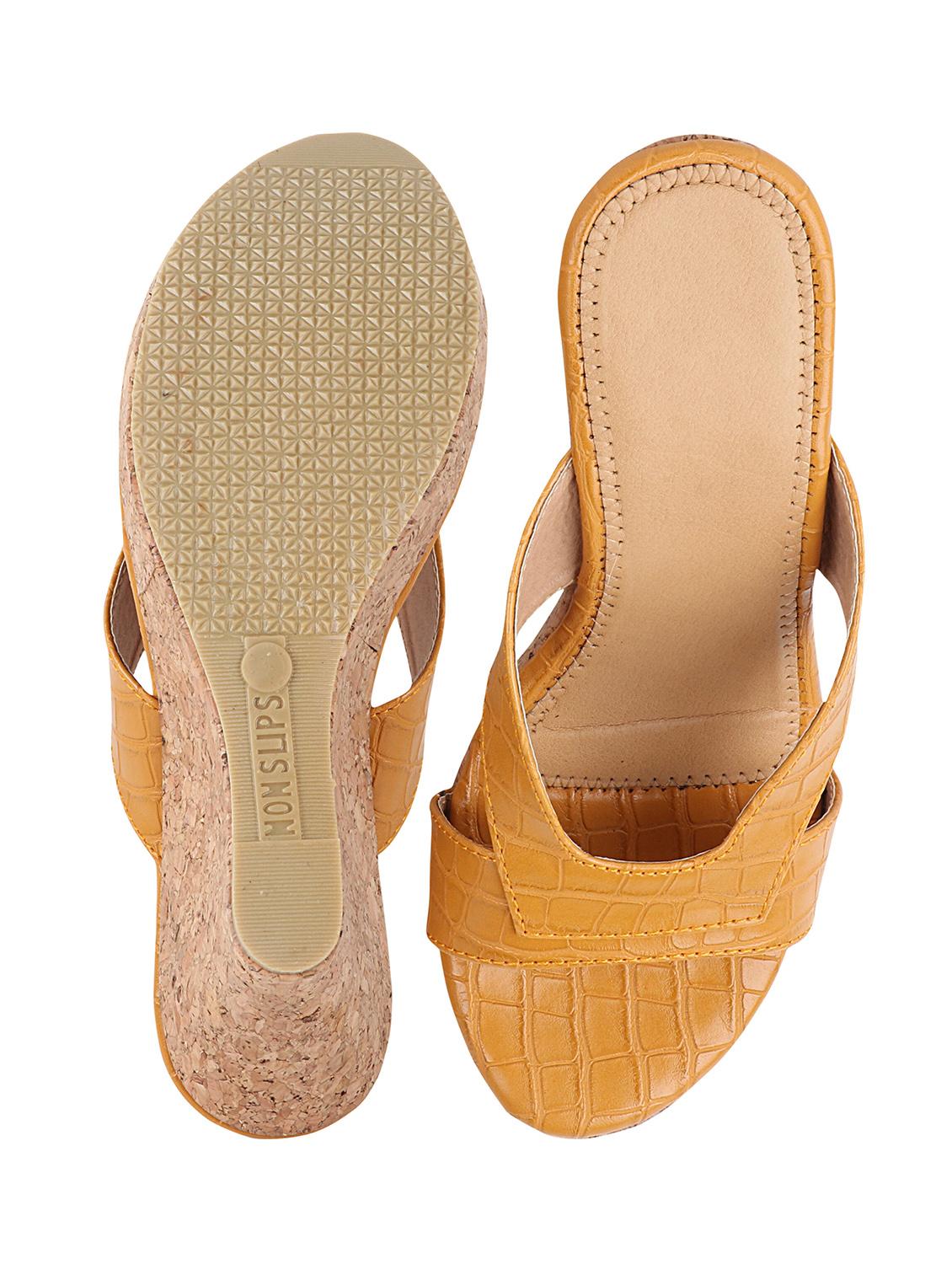 women yellow textured heels - 17805853 - Standard Image - 2