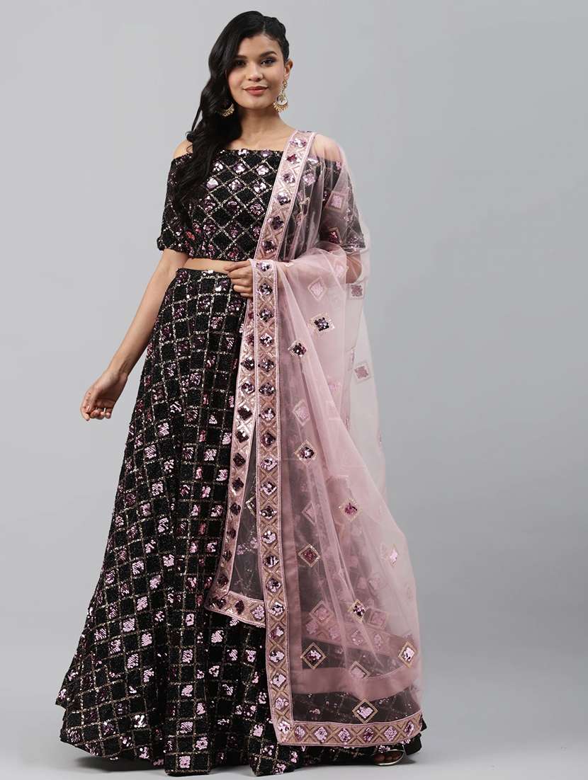 black aline lehenga