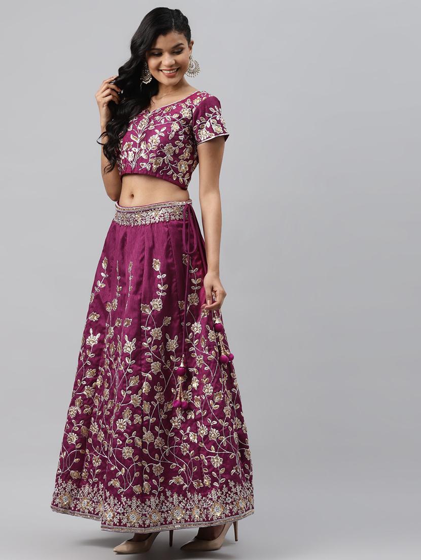 pink raw silk aline lehenga - 17806008 - Standard Image - 2