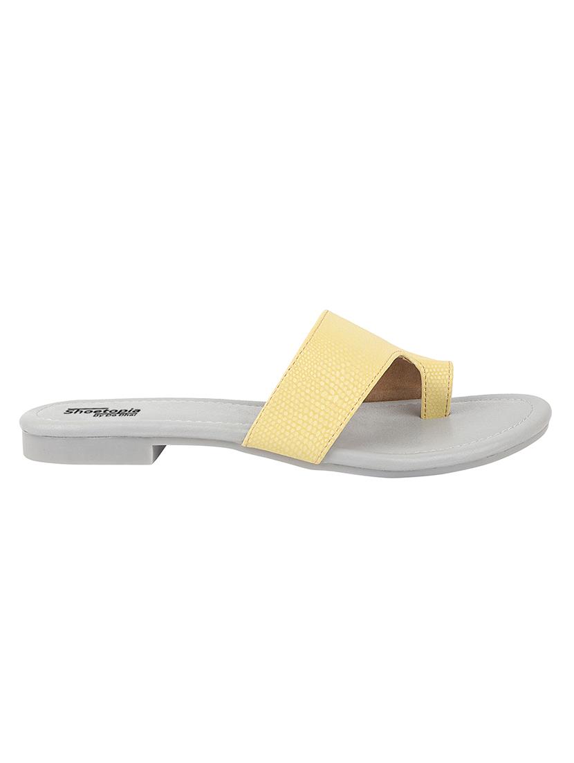 yellow synthetic slip on sandals - 17806254 - Standard Image - 2