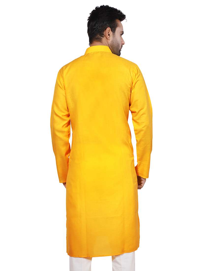 yellow solid long kurta - 17806668 -  Standard Image - 2