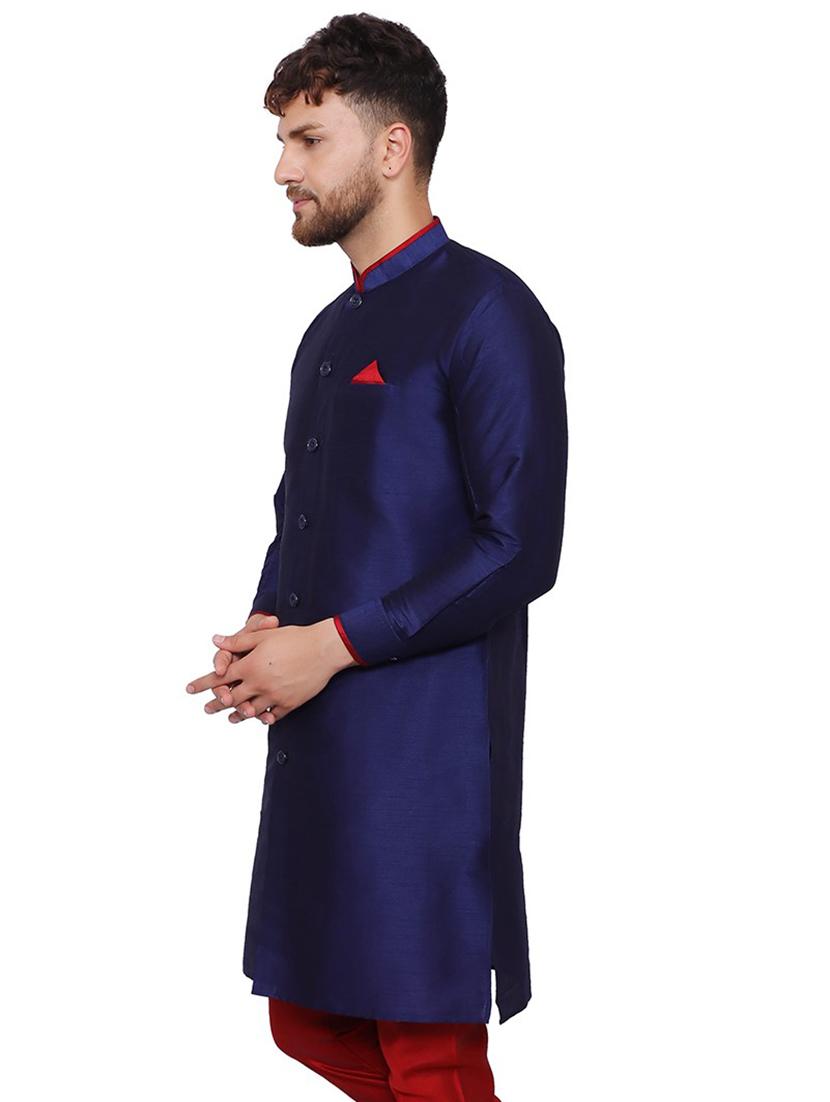 navy blue solid long kurta - 17806674 - Standard Image - 2
