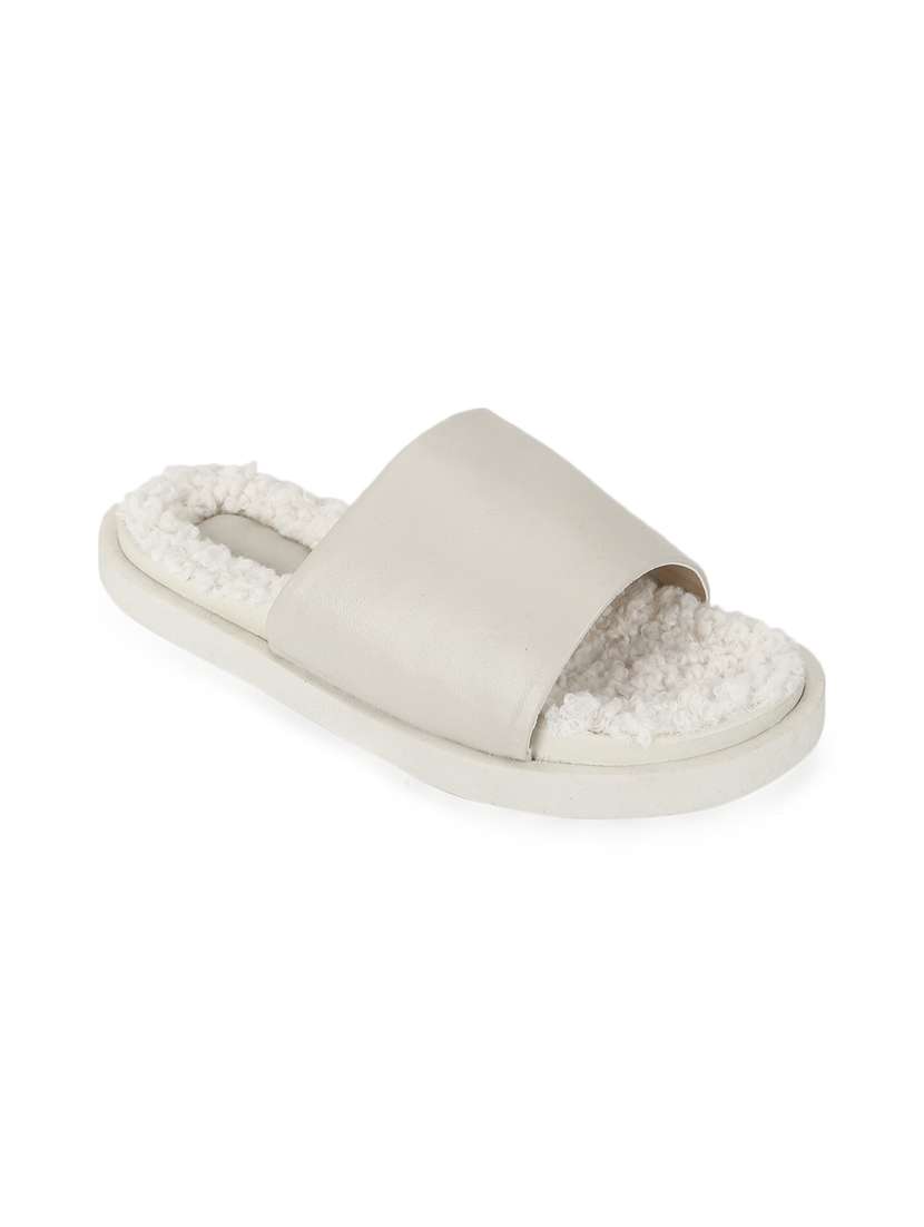 white pu slides flip flops