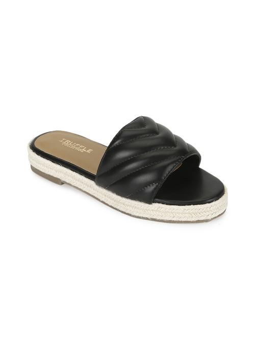 black pu slides flip flops - 17806876 - Standard Image - 0