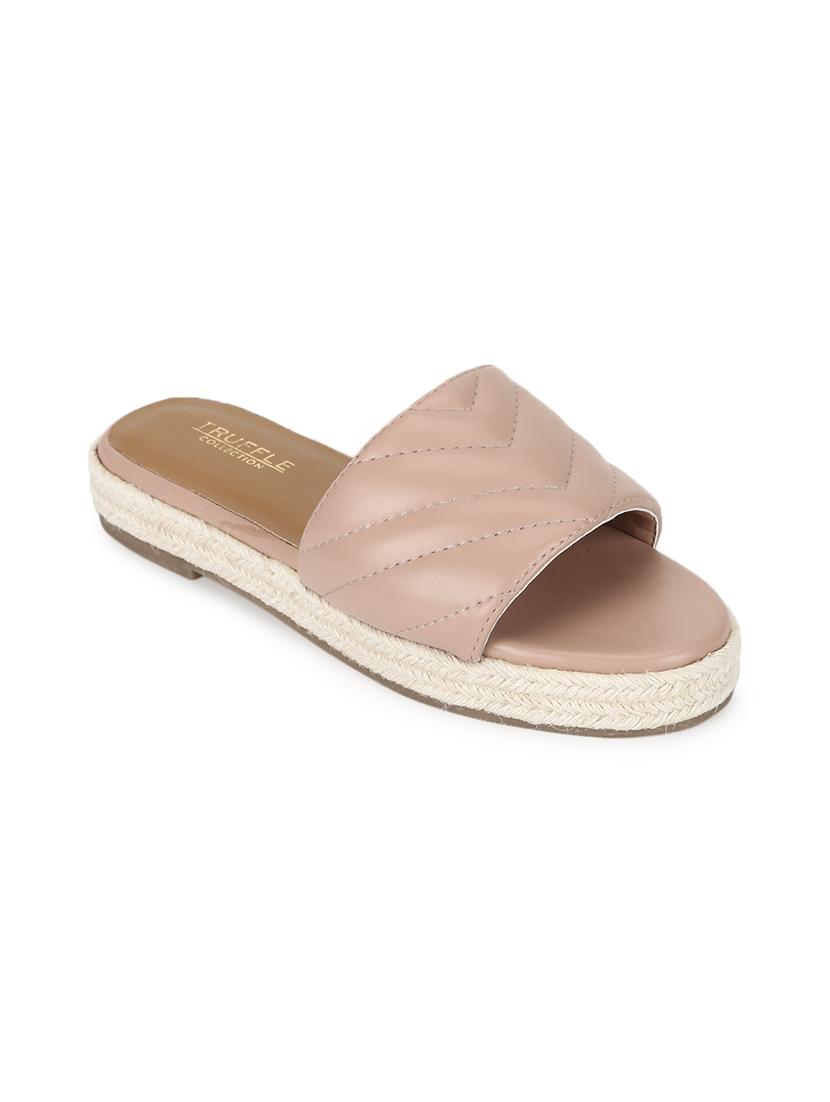 nude pu slides flip flops - 17806877 - Zoom Image - 0
