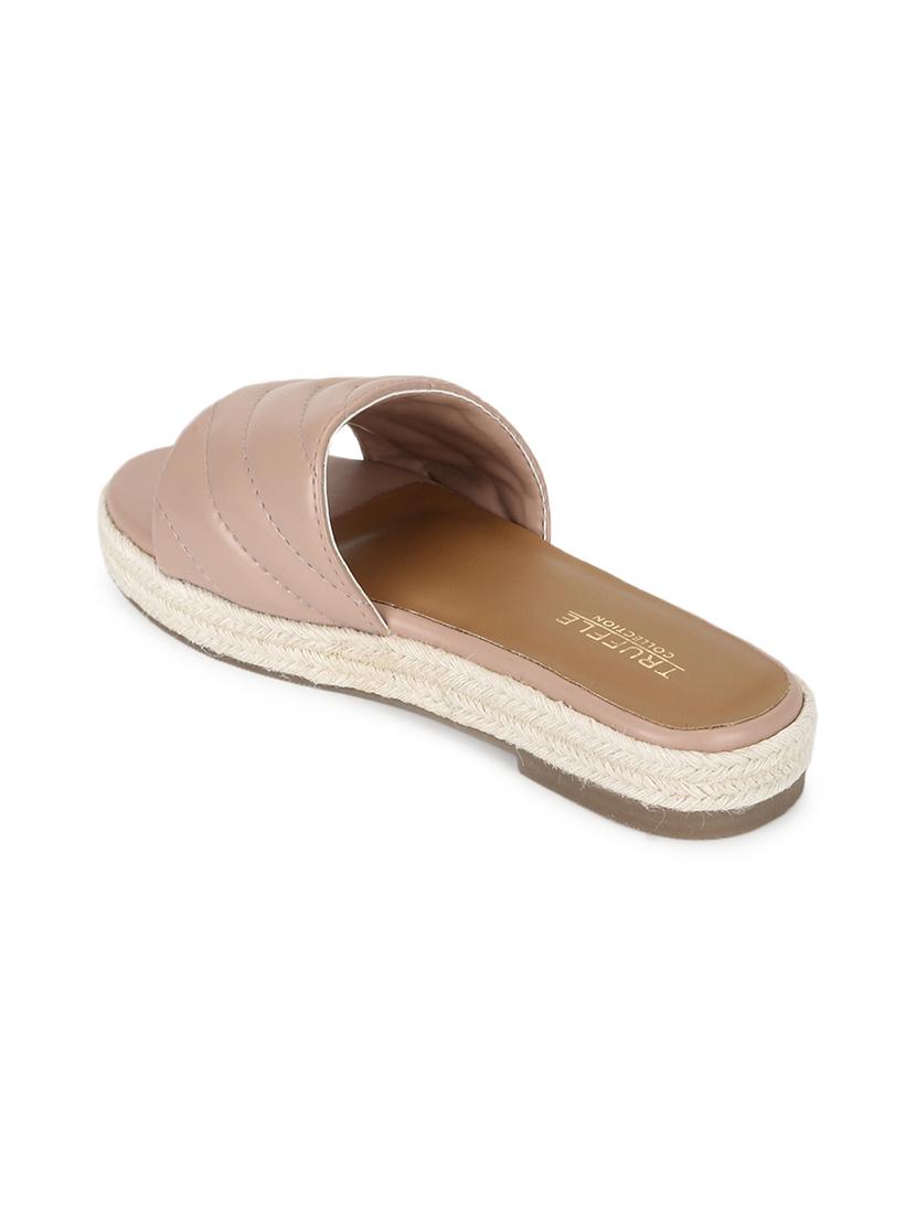 nude pu slides flip flops - 17806877 - Standard Image - 2