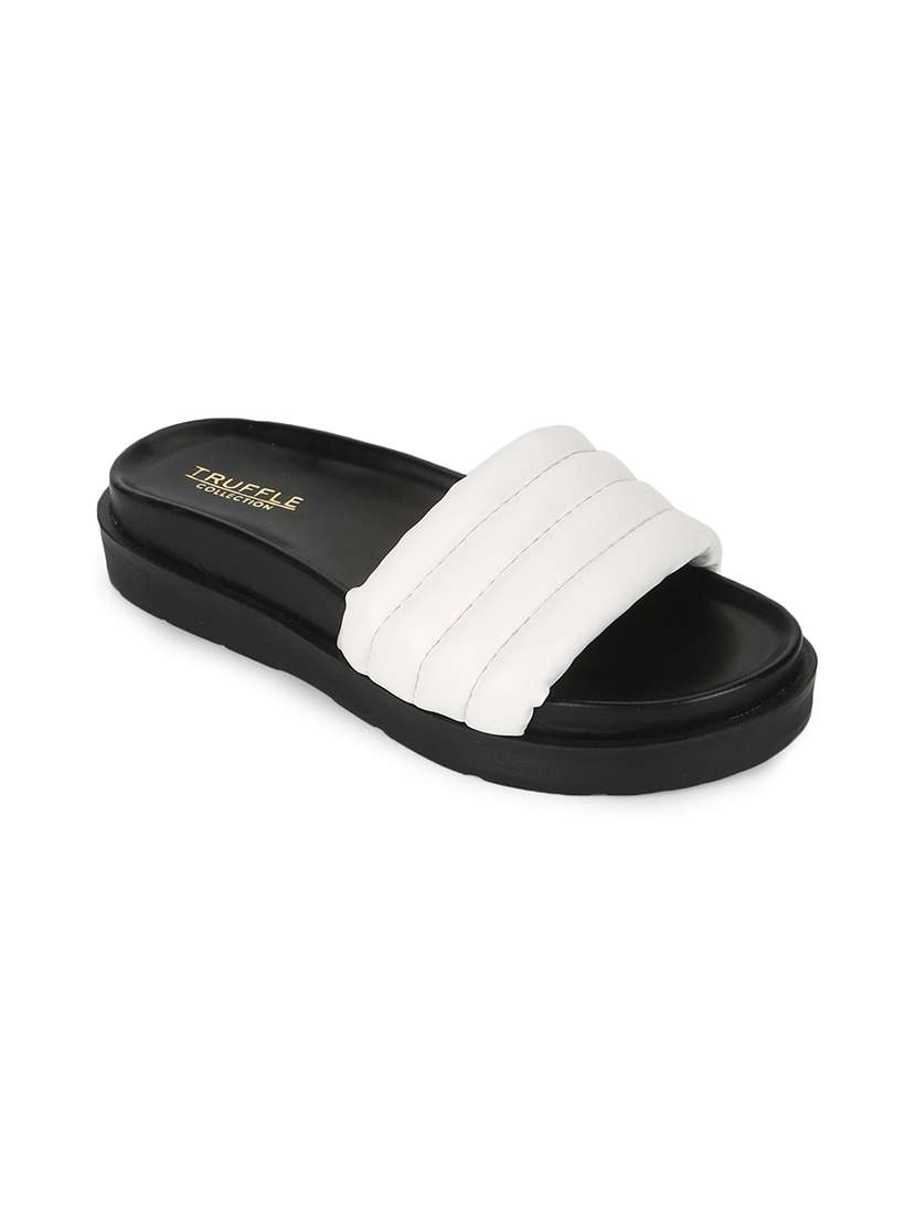 white pu slides flip flops