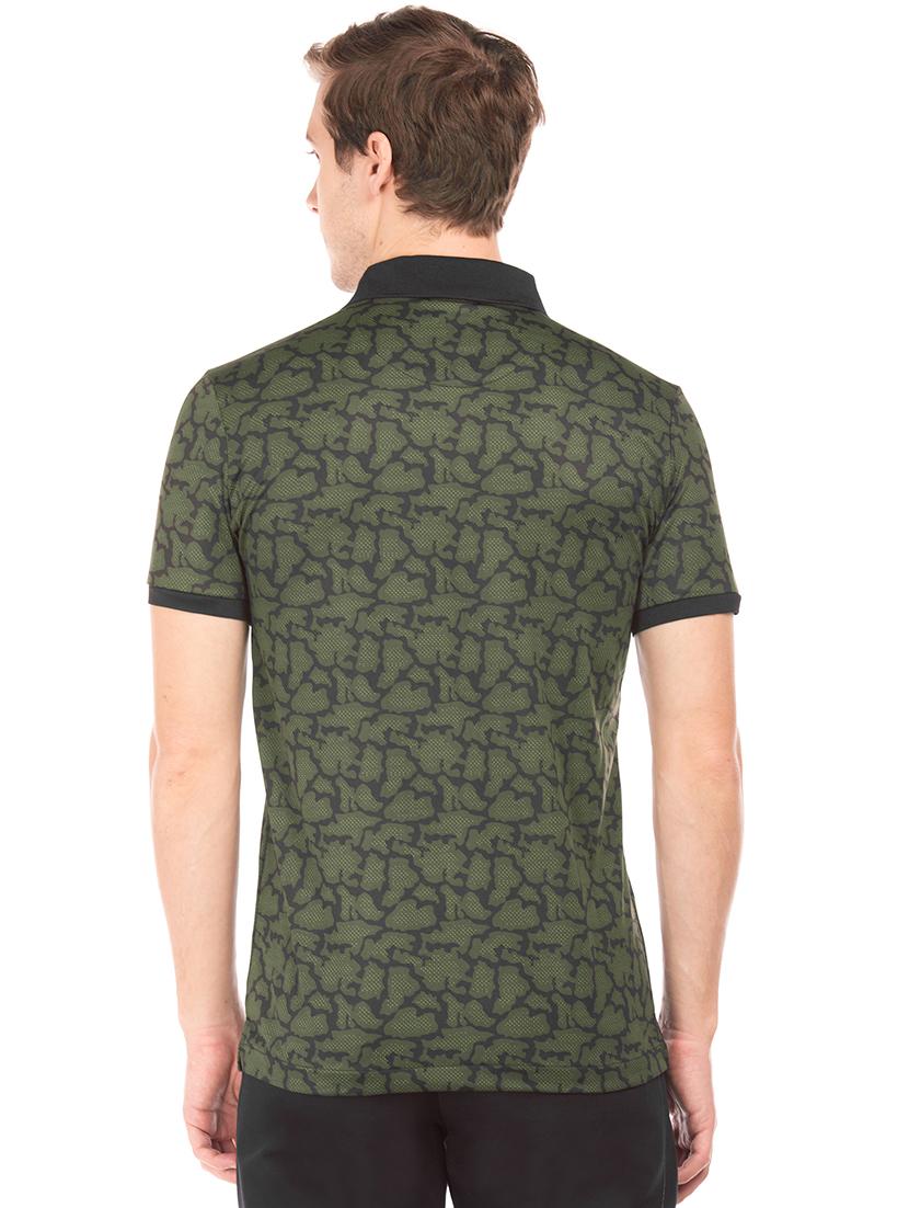 olive green printed polo t-shirt - 17808001 - Standard Image - 2