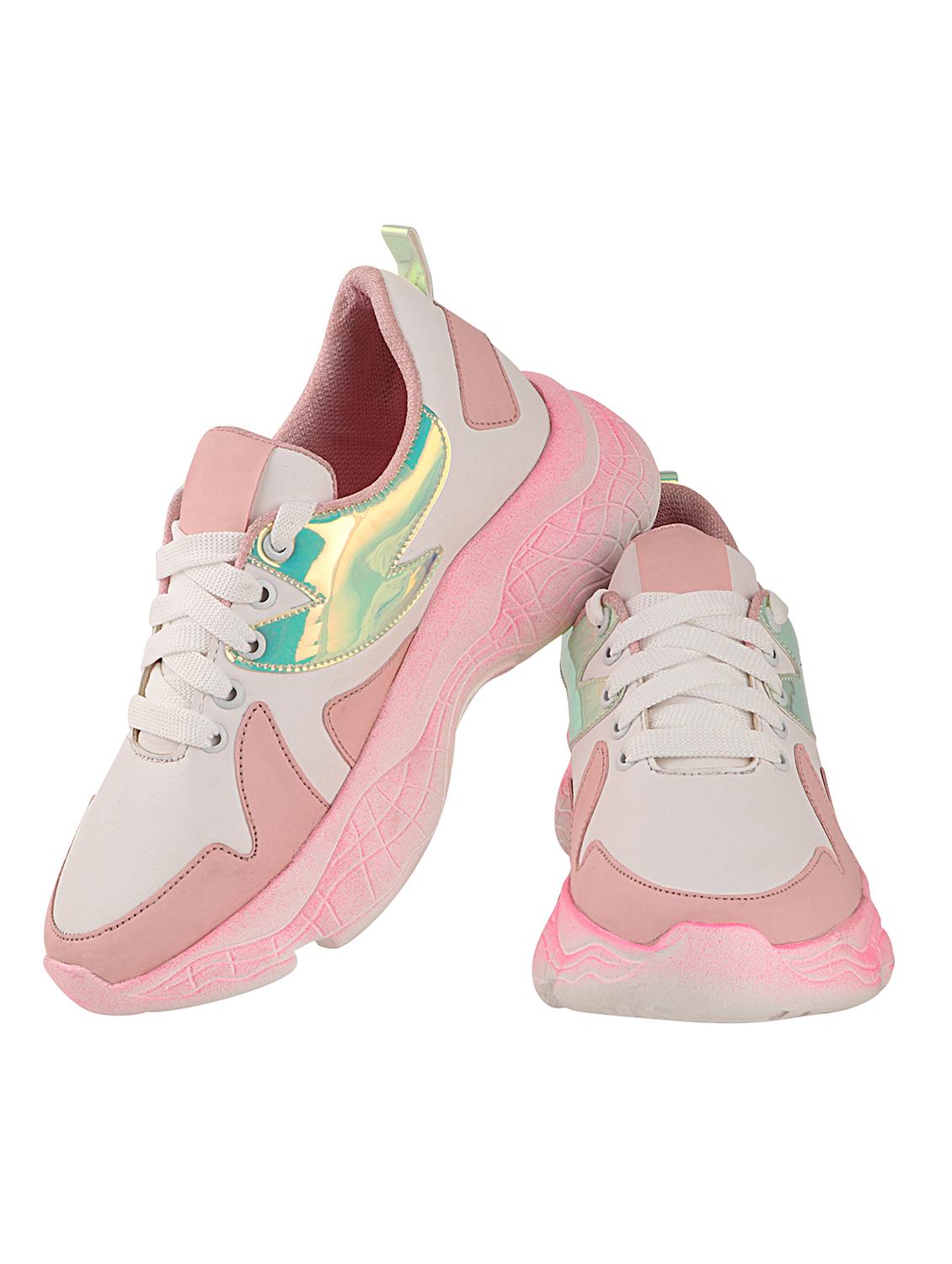 pink synthetic laceup sneakers - 17808245 - Standard Image - 2