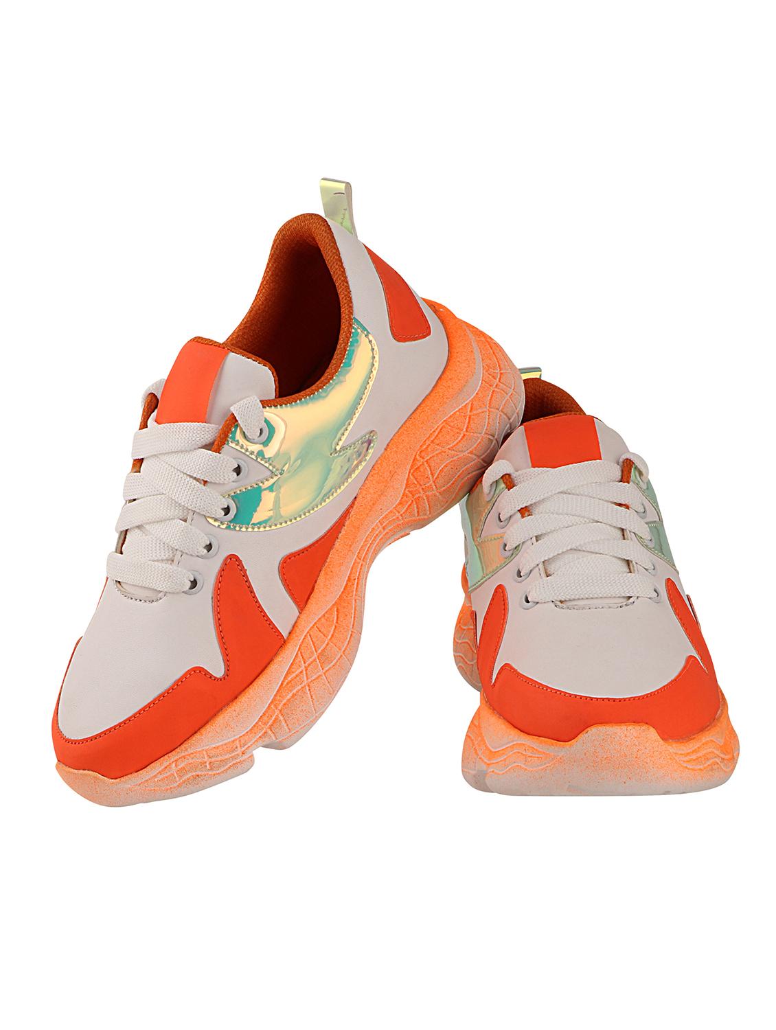 orange synthetic laceup sneakers - 17808247 - Standard Image - 2