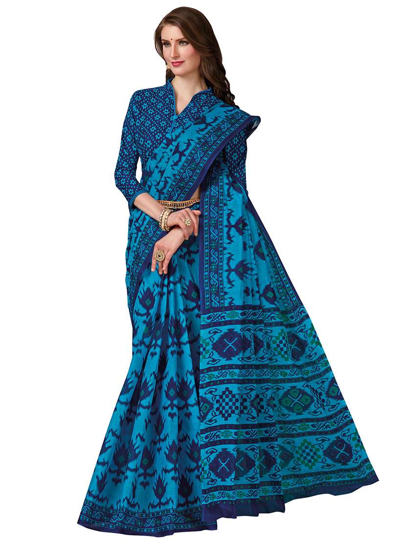 printed bordered saree with blouse