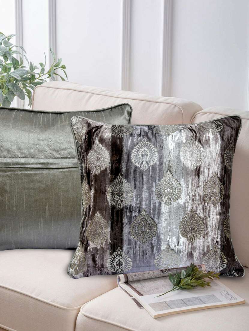 indhome life embosed self design bedroom & living room cushion cover set sofa velvet cushion covers '16x16inches' (set of 2 pcs) - 17808935 - Zoom Image - 0