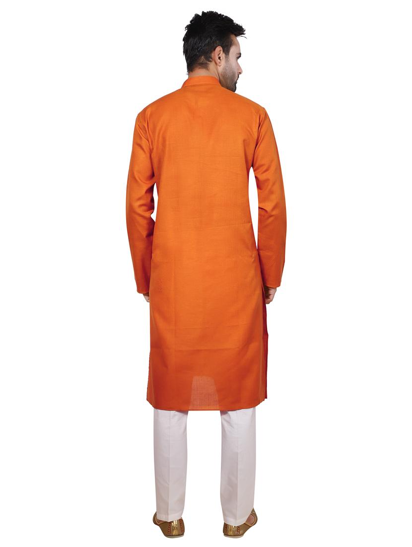 orange solid kurta pyjama set - 17809536 - Standard Image - 2