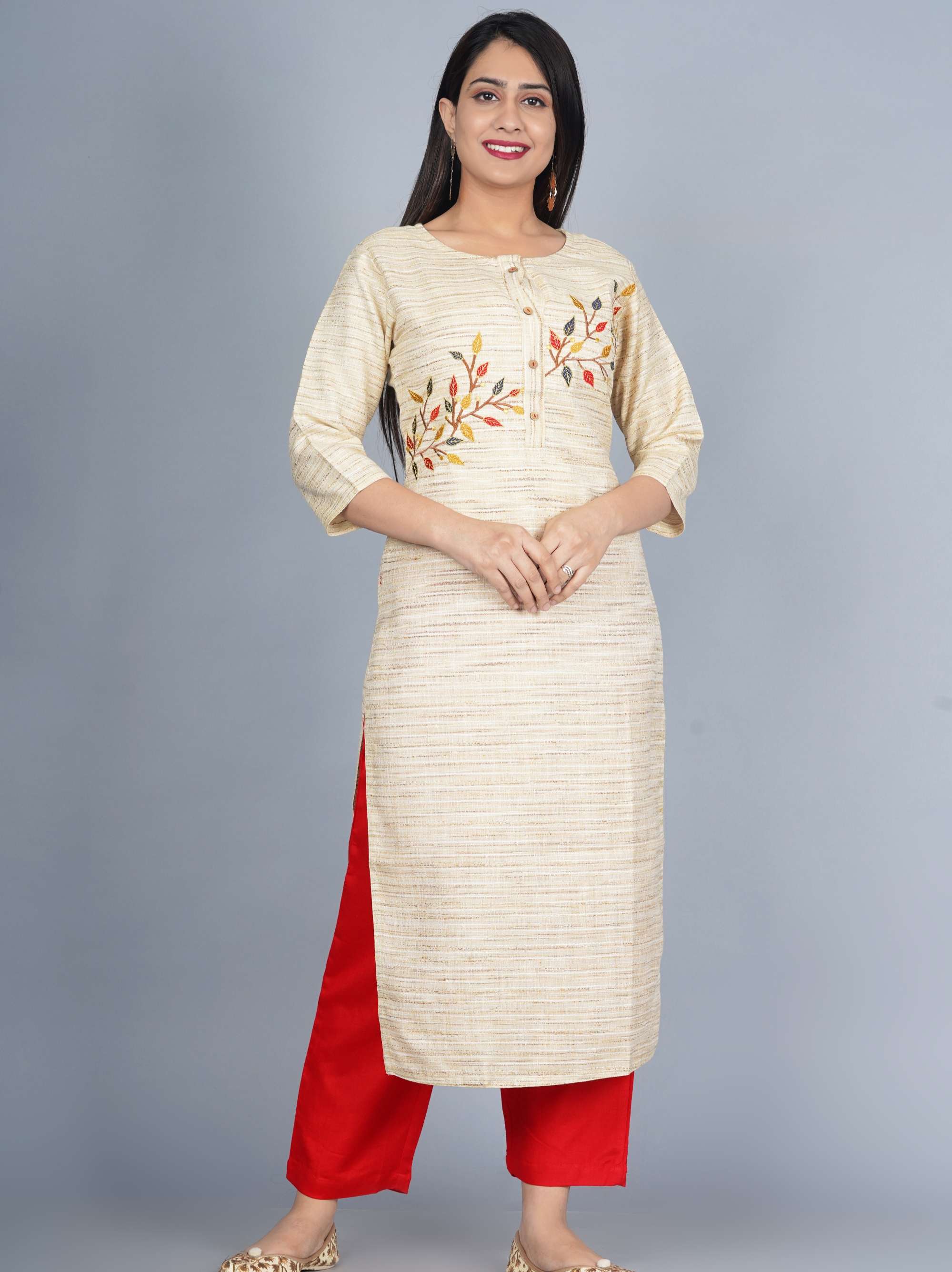 sequin crafts women's khadi embroidered kurti  - 17810037 -  Standard Image - 2