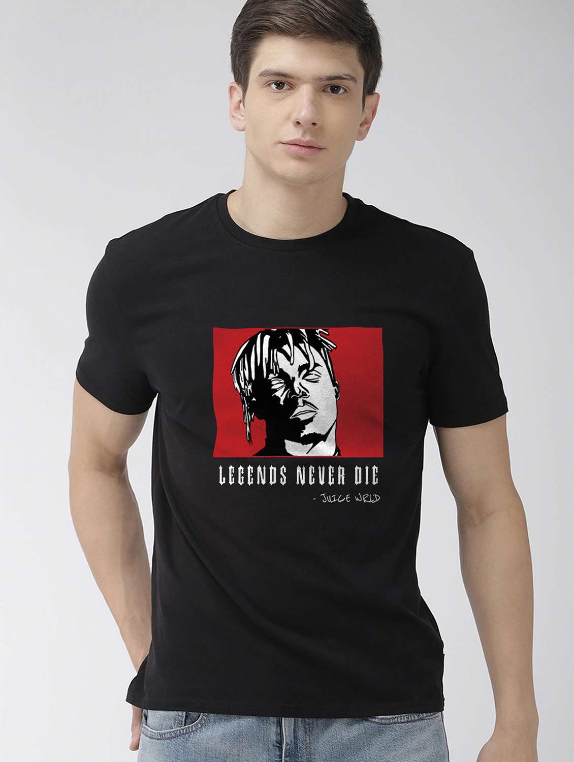 men front print round neck t-shirt - 17810176 - Zoom Image - 0