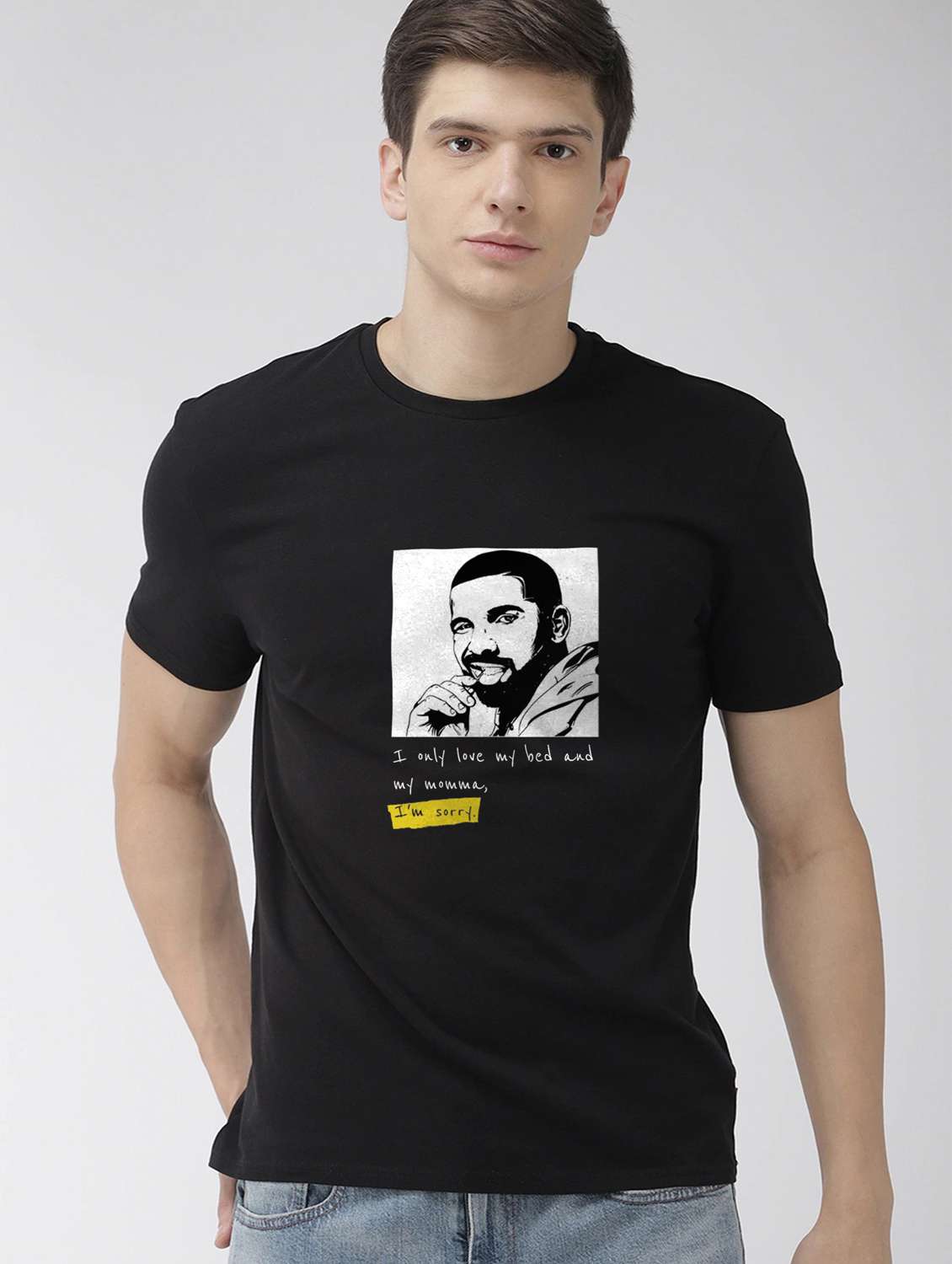 black printed t-shirt