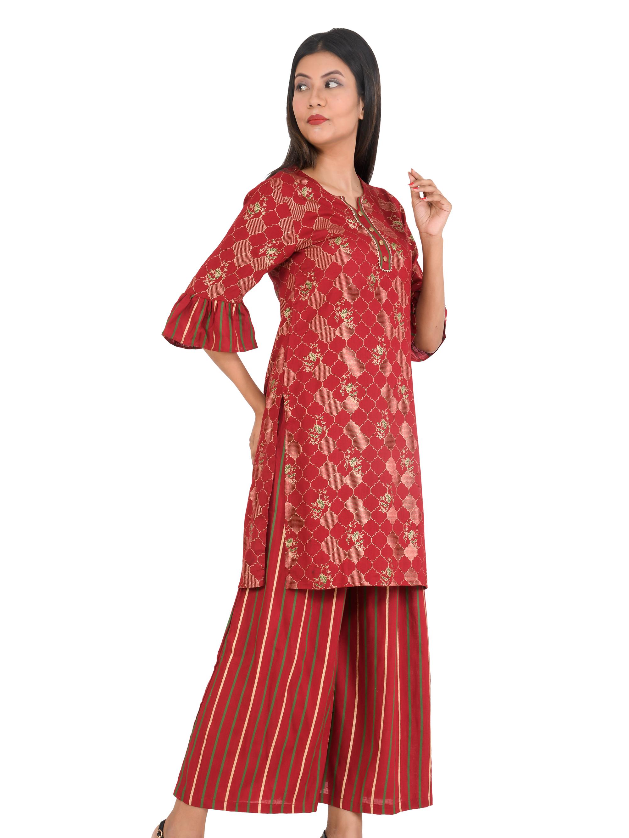 aurish women red color kurta and - 17810635 - Standard Image - 2