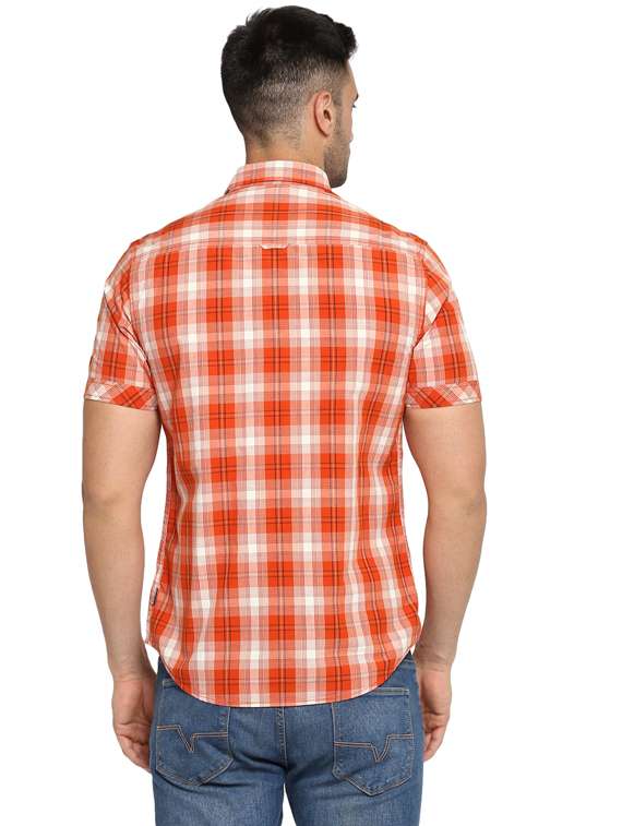 orange checkered casual shirt - 17812212 -  Standard Image - 2