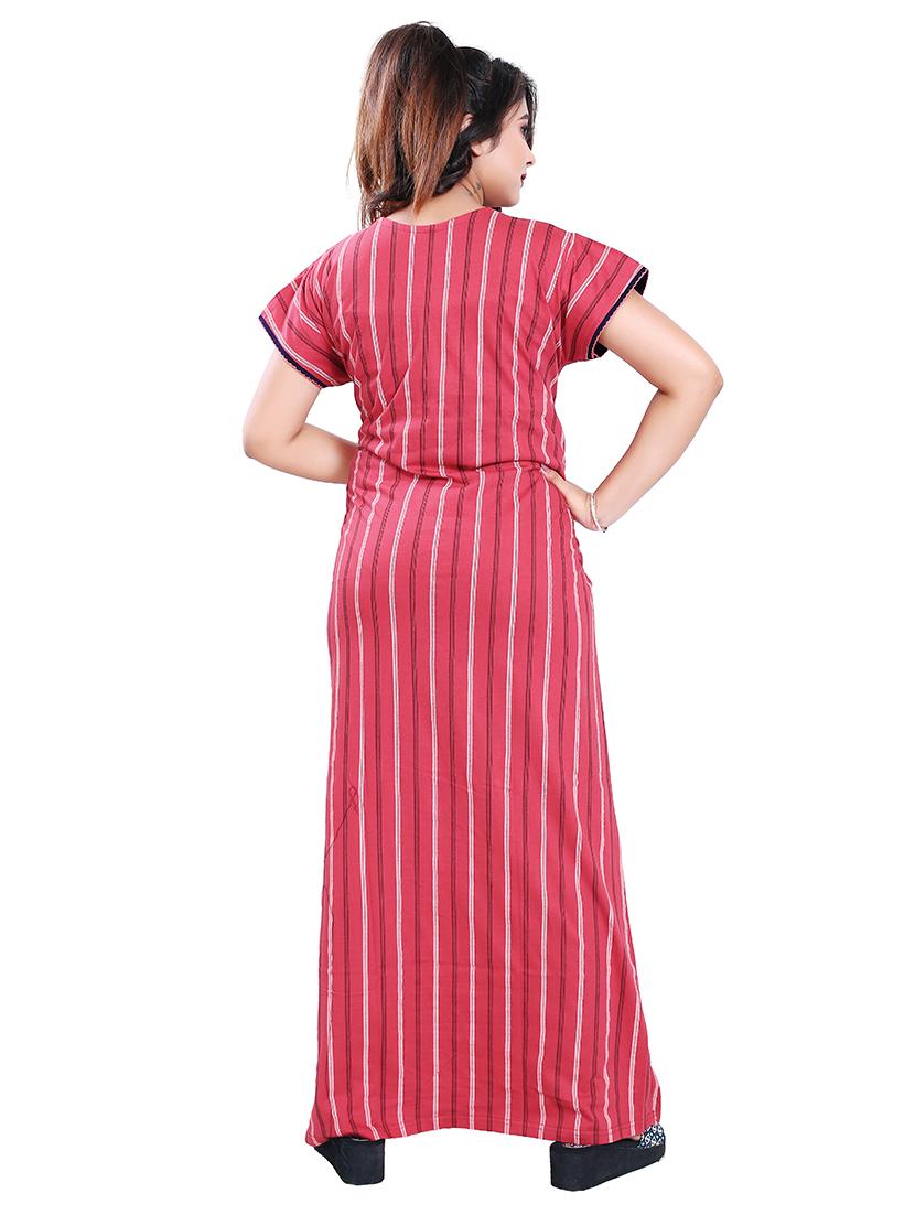 v-neck striped nighty - 17812505 - Standard Image - 2