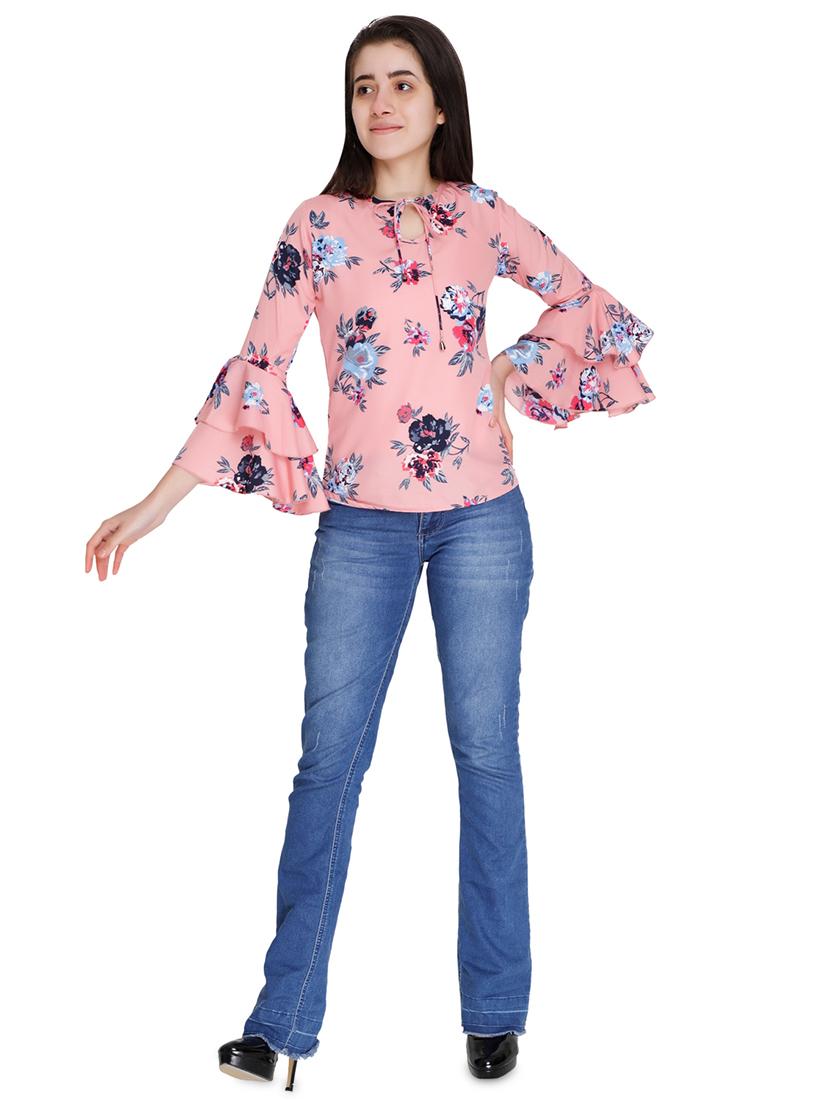 bell sleeved floral top - 17812675 - Standard Image - 2