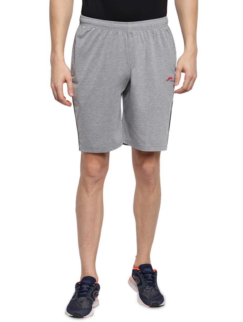 grey solid shorts