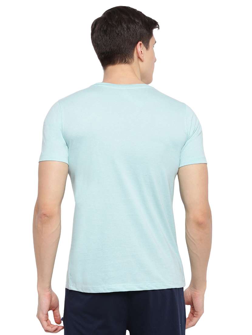 light blue chest print t-shirt - 17812867 - Standard Image - 2