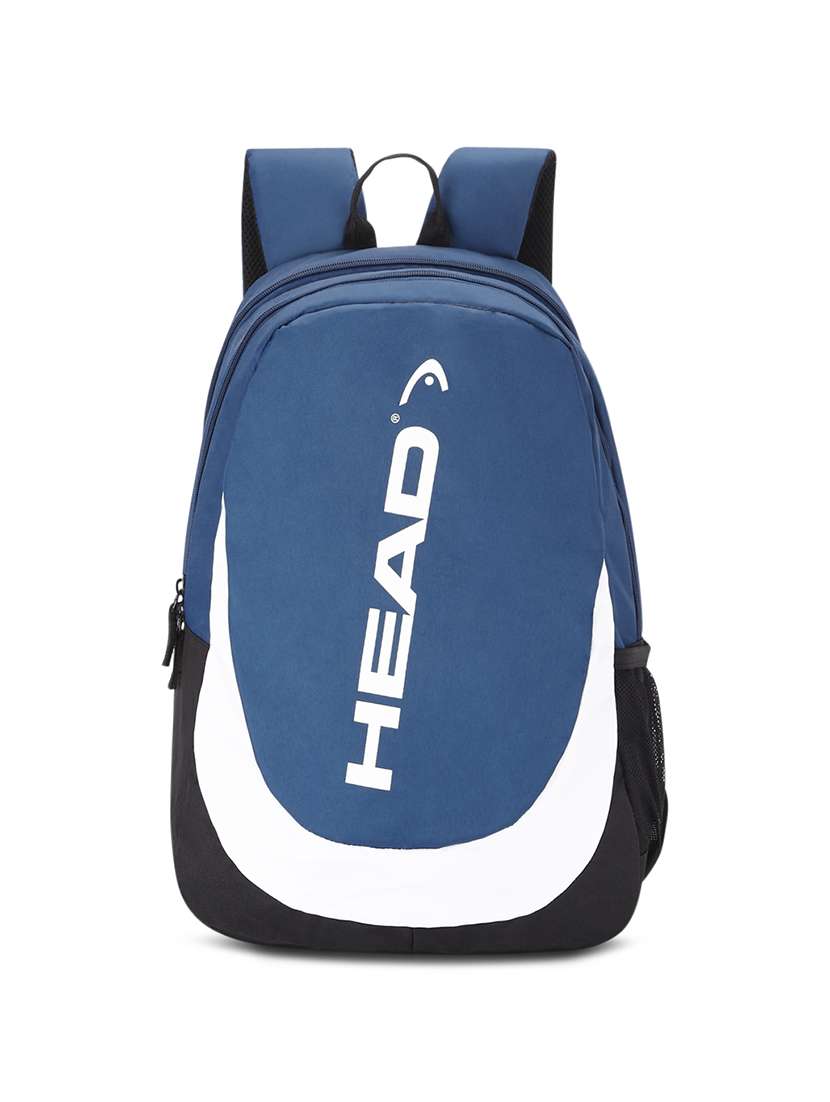 navy blue polyester backpack