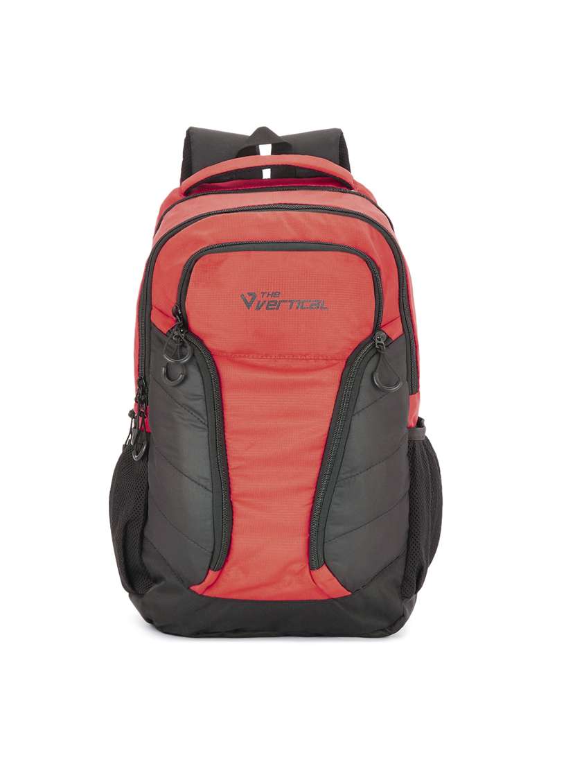 red  polyester backpack