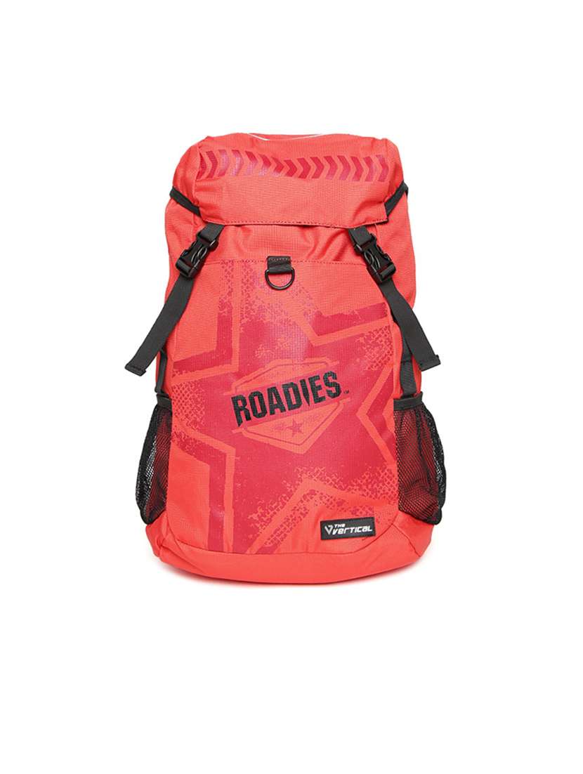 red  polyester backpack