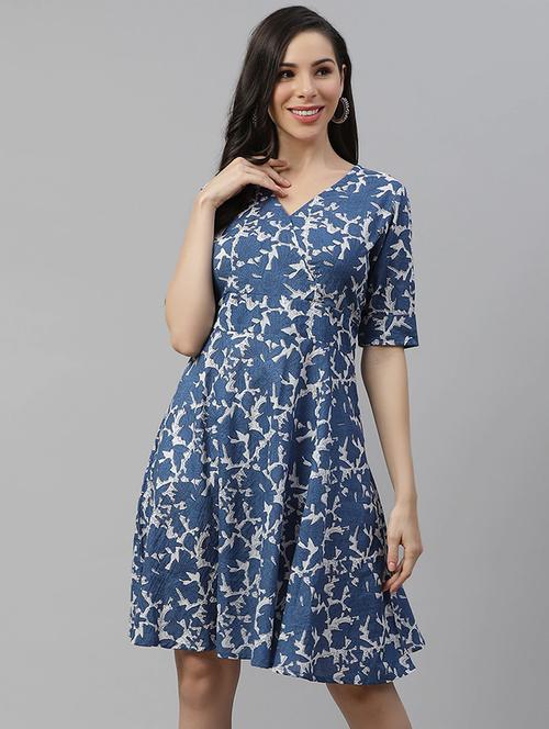 v-neck floral fit & flare dress - 17814928 -  Standard Image - 0