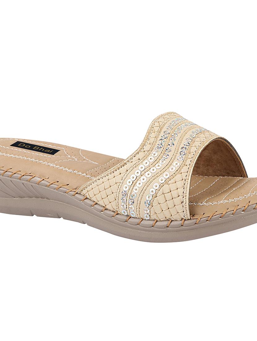 beige synthetic slip on sandals - 17815015 - Standard Image - 2