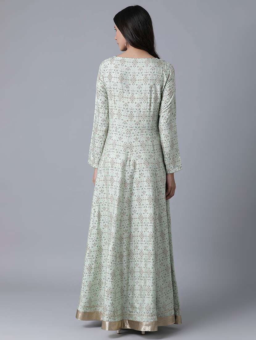 green viscose a-line ethnic dress - 17818202 -  Standard Image - 2