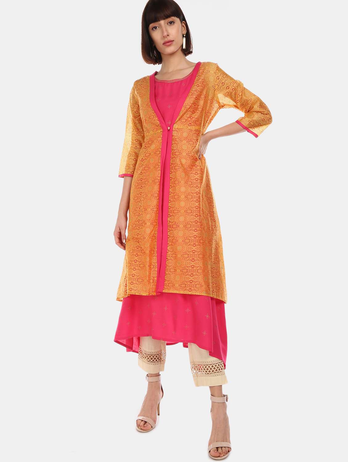printed layered kurta