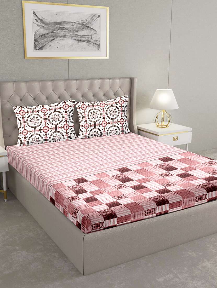 blueberry double bedsheet set super king size 100 % cotton pink colour