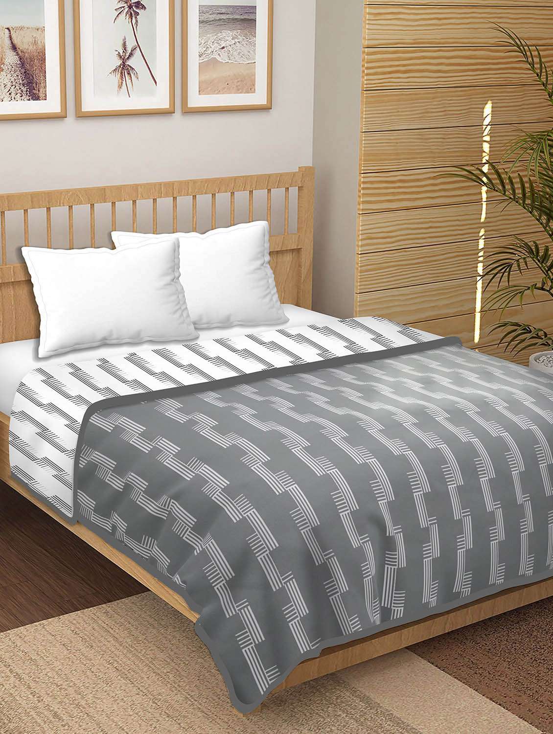 belmond 4 pc bedding set(1 bedsheet with 2 pillow covers & 1 dohar) king size cotton grey colour