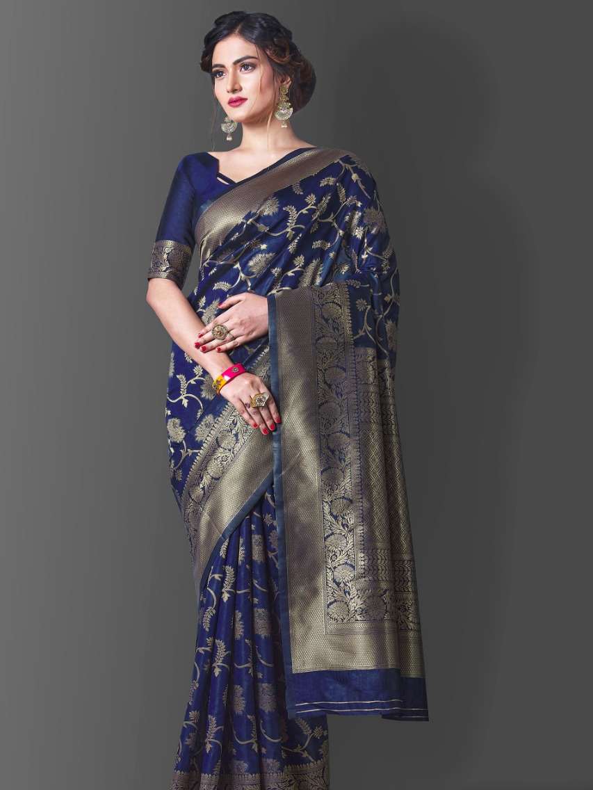 all over jal navy blue saree  - 17822082 -  Standard Image - 2