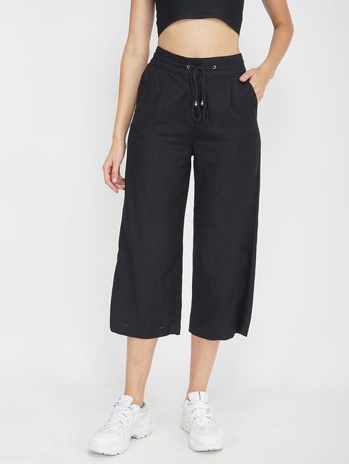 solid black flat front trouser - 17822173 - Standard Image - 0