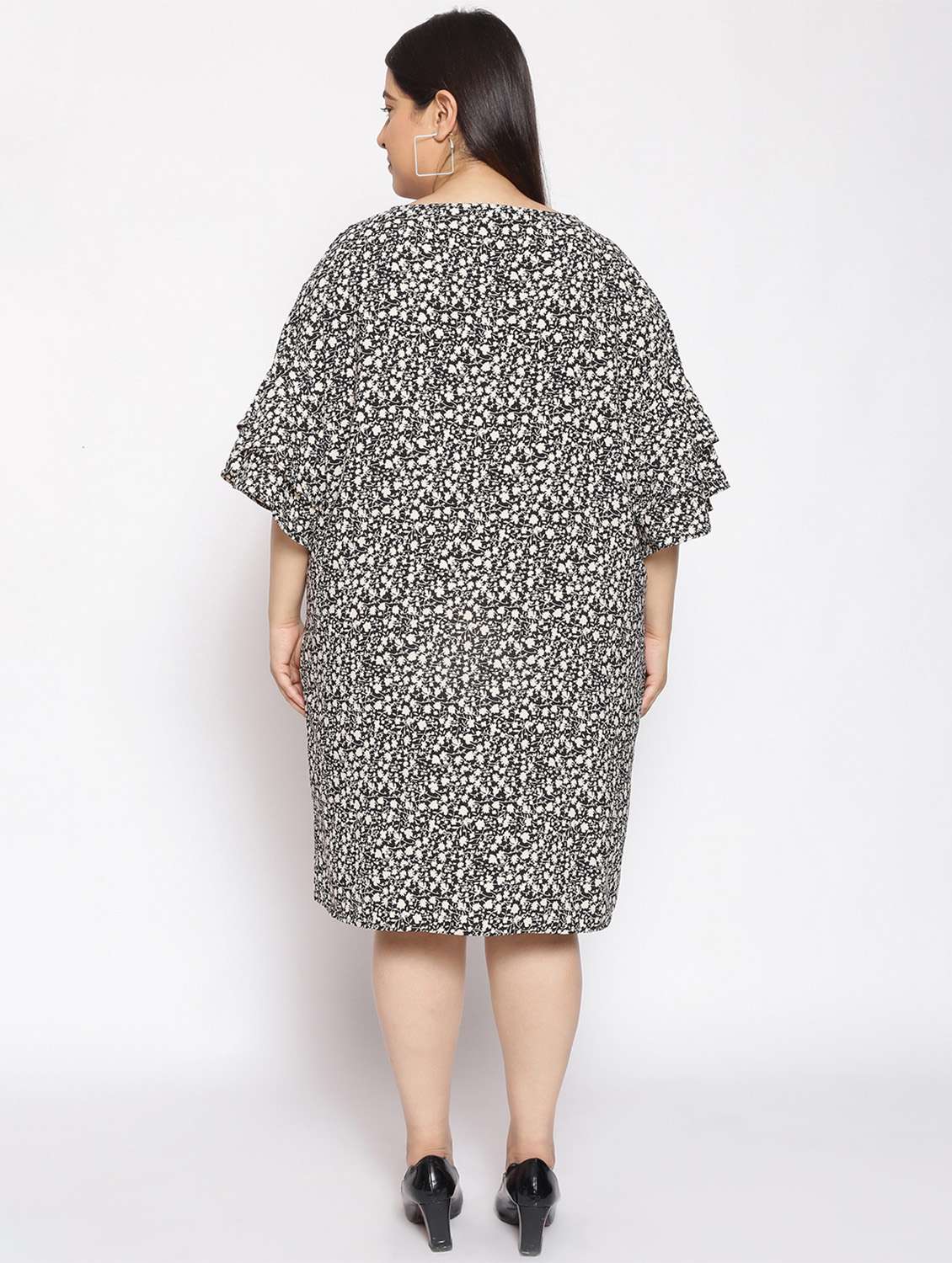 bell sleeved floral a-line dress - 17822205 - Standard Image - 2