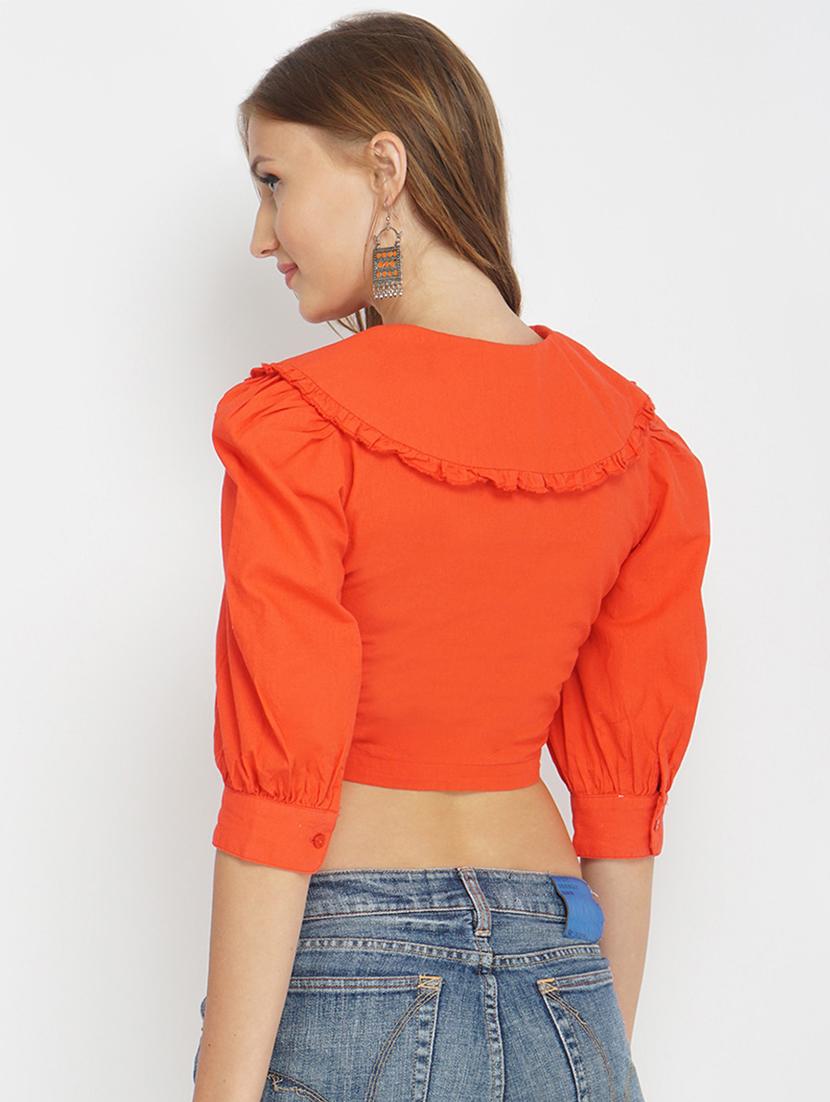 women's crop tie-up neck top - 17822231 - Standard Image - 2