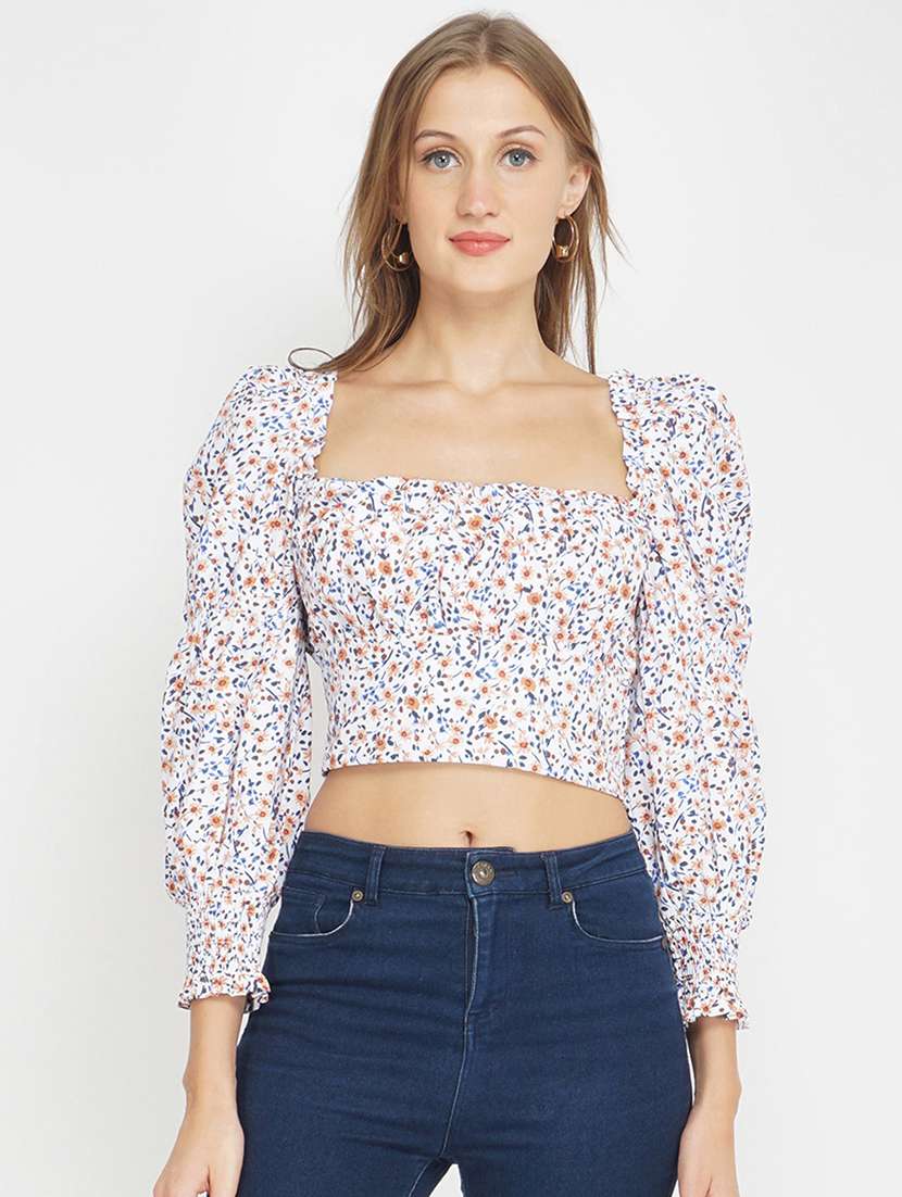 women's crop square neck top